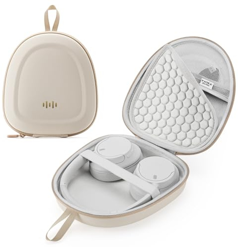 Étui Housse Rigide pour Casques Auriculaires Sony/JBL/Soundcore/Bose/Skullcandy/BERIBES, Design Amélioré Anti-Choc, Étui Universel pour Casques (Beige)