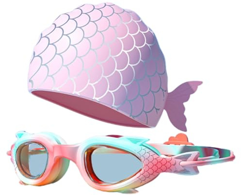 Oxtxuzdm Cuffia da nuoto per bambini, set di occhialini da nuoto per ragazzo e ragazza rana resistente agli occhialini da nuoto in silicone