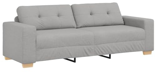 QUAHEAS 3-sitsig soffa molngrått tyg, modern loungesoffa med kudde, bekväm vardagsrumsmöbler, stabil plywoodram för avkoppling