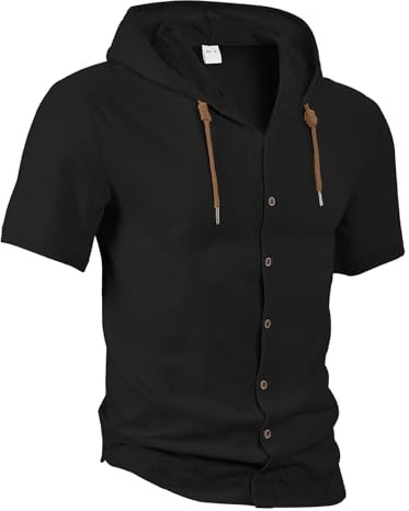 APAELEA Chemise en lin à manches courtes pour homme - Chemise d'été boutonnée - Chemise décontractée - Chemise hawaïenne pour homme
