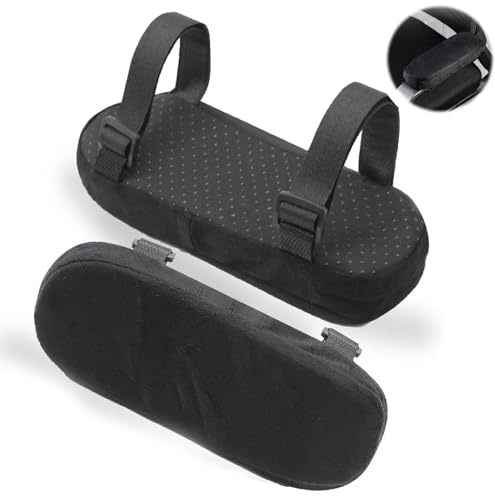 Armlehnen Pads, 2 Stück Stuhl 3 cm Schwarz Satz Armlehnen Polster mit Memory Foam, Ergonomische Armlehnen Polster aus Schaum Anti-Rutsch Support Abdeckungen Kissen Büro (Schwarz)