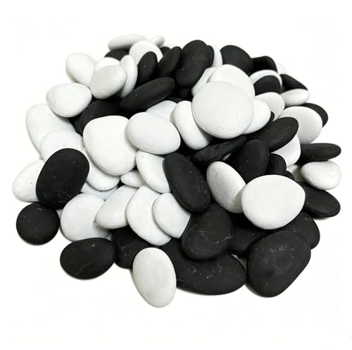 105-115 Stück Flache Kieselsteine zum Bemalen Schwarz Weiß Steine 1-3 cm
