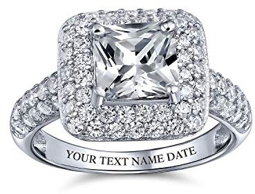Bague De Fiançailles Pour Femmes En Argent Sterling, De Style Art Déco, Carrée Et Classique, Avec Zirconium Cubique 3CT AAA Cz, Taillée À L'Emporte-Pièce.