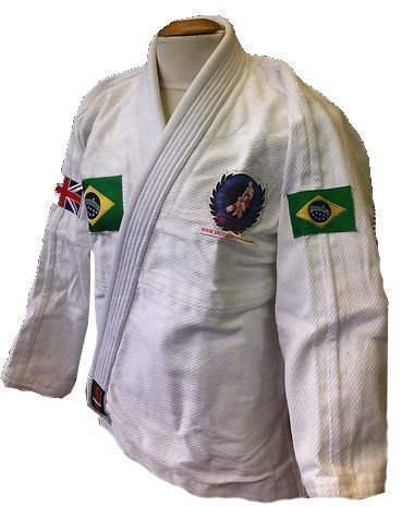 V.Sports Ju Jitsu kostym Brasilien Ju Jitsu Uniform bomull svart BJJ Ju Jitsu Gi - 100 % bomull revstickning, A2/2/150 cm/extra small, vit