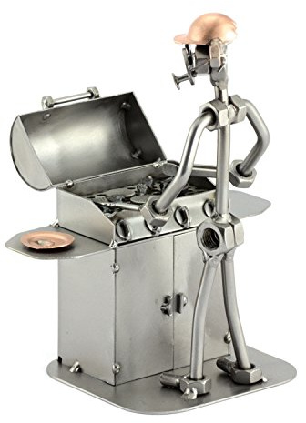 Steelman24 Schraubenmännchen Grillmeister | Made in Germany,Handarbeit,Geschenkidee,Stahlfigur,Metallfigur,Geschenkidee