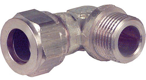 Klemmringverschraubung aus Messing, Winkel 90°, einseitig AG, 12 mm x DN 10 (3/8)