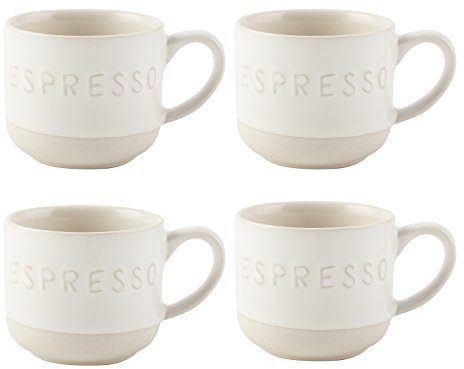 La Cafetière Origins en Relief Tasses Espresso, Céramique, Blanc, Lot de 4