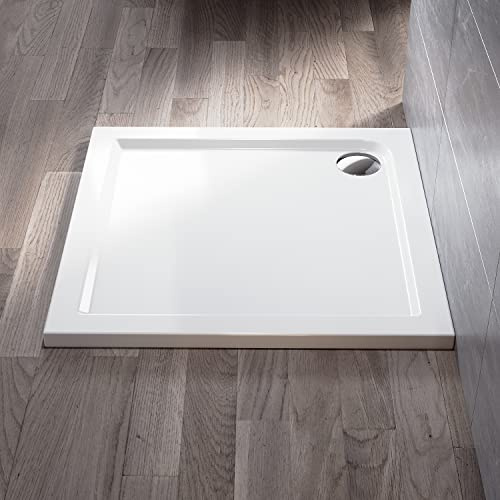 ELEGANT Rectangular 900 x 700 mm Stone Tray for Shower Enclosure Cubicle + Waste Trap