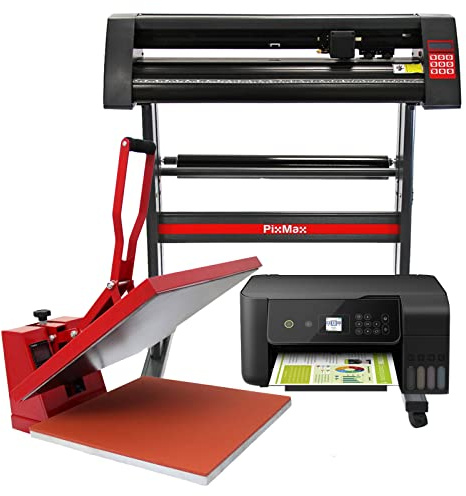 Prensa Calor Sublimación 50cm Máquina Transferencia Térmica para Sublimar Personalizar+Plóter para Corte de Vinilo+Impresora Incluidos con 12 Meses Subscripción SignCut Pro GRATIS Garantía 24 Meses