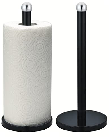 Royal Cuisine Freestanding Black Metal Tissue Roll Paper Towel Pole Holder Rack