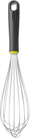 HENDI Fouet de cuisine en inox avec poignée ergonomique en polypropylène noir et vert, fouet français à main, ustensile de pâtisserie, 8 fils rigide de 2mm, longueur totale 365mm