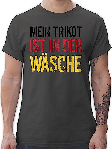 T-Shirt Herren - Fußball EM WM - Mein Trikot ist in der Wäsche | Deutschland Germany - XXL - Dunkelgrau - Deutschland-t-Shirt Fussball Shirt männer Europameisterschaft deutsche Shirts