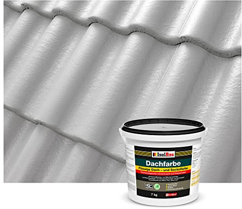 Isolbau Dachfarbe - 7 kg RAL Farbe Fassadenfarbe Nano Dachlack Sockelfarbe auf Wasserbasis - Lösemittelfrei, Wasserdicht, UV-beständig - Steingrau