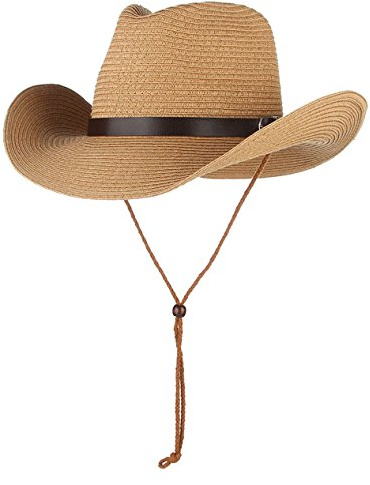 Eozy - Cappello da cowboy per bambini, in paglia marrone Taglia Unica