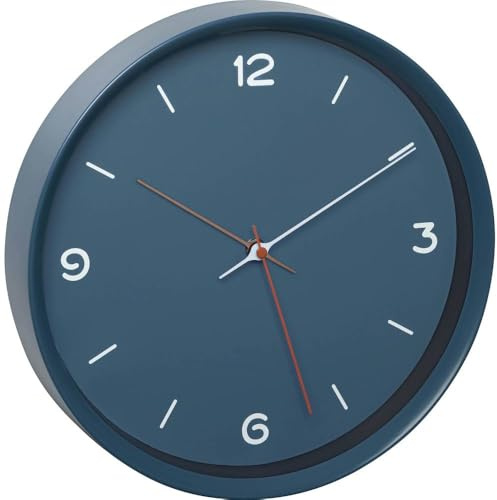 TFA Dostmann Analoge Wanduhr, 60.3056.06, geräuscharmes Sweep-Uhrwerk, Quarzuhr, Glasabdeckung, Petrol-blau, L315 x B50 x H340 mm