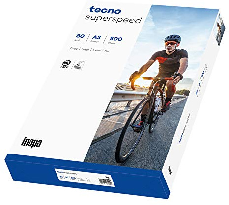 inapa Drucker-/Kopierpapier tecno Superspeed: 80 g/m², A3, hochweiß, 500 Blatt - schnell und staufrei drucken