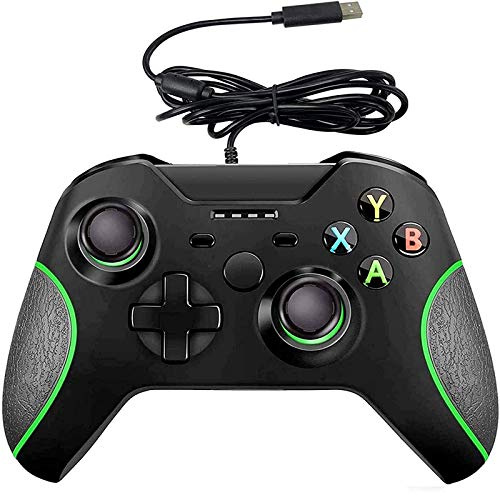 Manette filaire pour Xbox One, double vibration USB, manette de jeu filaire Xbox One, compatible avec Xbox One/S/X/PC, Windows 7/8/10, avec prise jack audio 3,5 mm