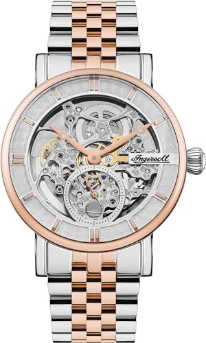 Ingersoll The Herald Herren-Automatikuhr, 40 mm, mit skelettiertem Zifferblatt und Edelstahlarmband I00410