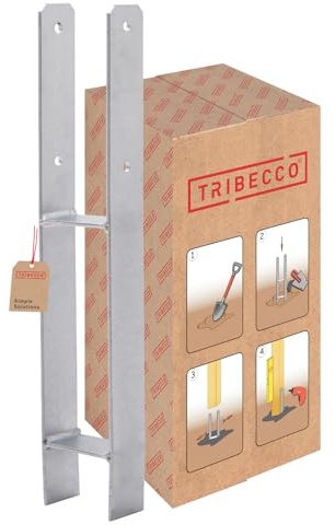 TRIBECCO H-Pfostenträger zum Einbetonieren (101 x 101/600) feuerverzinkt, Gesamthöhe: 600 mm, Materialstärke: 5 mm, lichte Breite: 90 mm Flachstahl H-Betonanker für schwere Holzkonstruktionen