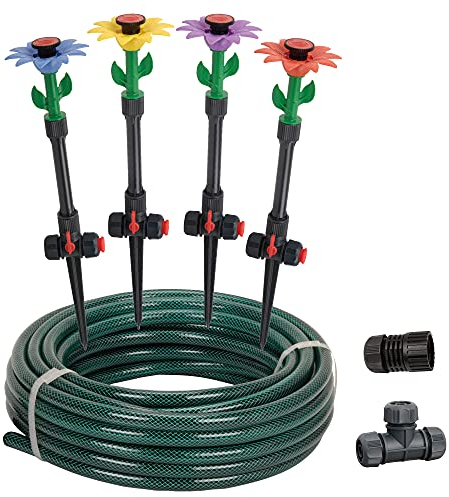 Eden 97065 Sistema di irrigazione fuori terra a margherita multicolore, set di irrigazione per piante fai da te