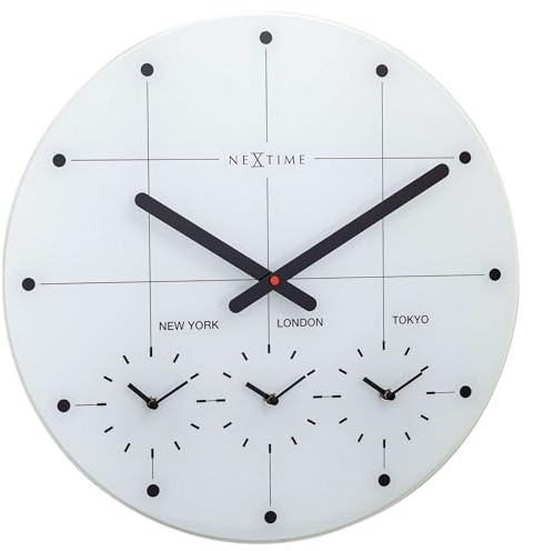 NeXtime Wanduhr, 43 cm, Silencieux-Blanc-Verre Big City