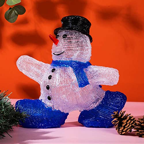 BAKAJI Schneemann mit Schal Form Acryl Weihnachten LED Außenbeleuchtung Innenbereich Weihnachten Gartenleuchten Accessoires Dekoration Einrichtung Festliches Design Weihnachten