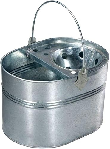 Best House | Galvanized Mop Bucket | 15 Litres | 2Pcs | Metal Mop Bucket| Heavy Duty Industrial Galvanized steel Mop Bucket For Office Kitchen Bathroom Home Floor Cleaning, Silver (Pack of 2)