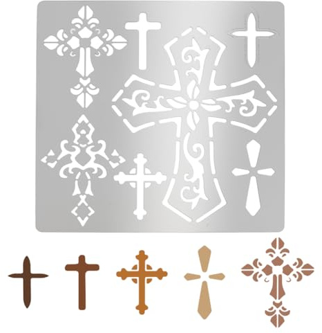 INFUNLY Kreuz Metall Schablone Zum Malen Kreuz Zeichenschablonen 6.15 Wiederverwendbare Edelstahl Schablonen Zum Malen Auf Holz Wand Home Decor Ostern St. Patricks Day-Grußkarte