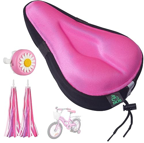 Zacro Gel Kids Bike Seat Cushion Cover for Boys & Girls, Anti-Slip Bike Seat Cover for Toddler, Breathable & Extra Soft Memory Foam Child Bicycle Saddle Padded with Reflective Strip, 9x6