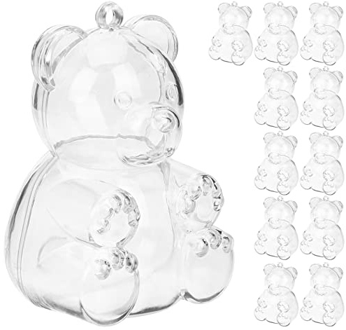 TOYANDONA 12 Pcs Wedding Candy Boxes Bear Shaped Party Favour Boxes with Bow Clear Candy Containers for Baby Shower Birthday Sweets Storage