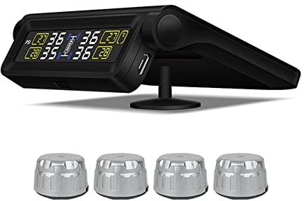 TPMS Solar-Reifendruckkontrollsystem, MoreChioce Motorrad Reifendrucküberwachungssystem Reifendruckmesser mit 2 externen Sensoren USB-Anschluss LED-Anzeige Alarmmodus Echtzeitanzeige,Typ B