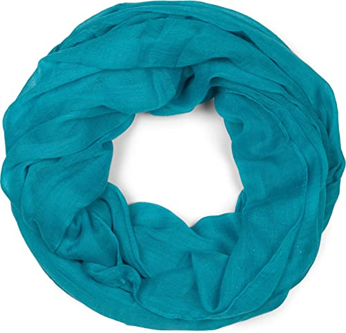 styleBREAKER Bufanda de bucle para mujer con efecto brillante, diseño liso en tela suave de viscosa, ligera y elegante, mide 87 x 93 cm, Turquesa
