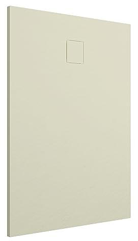 Piatto Doccia 80x110 cm Avorio Effetto Pietra Rettangolare in SMC Riducibile Samos
