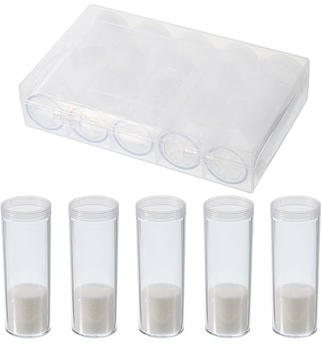 PATIKIL Runda myntrör, 5-pack myntförvaringsrör med förvaringsbox plast mynthållare behållare passar 30 mm mynt för samlingsmaterial, klar