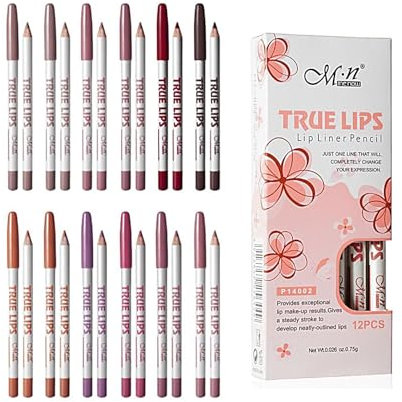 RoseFlower Set di 12 Matite per Labbra Opache, Professionali Contorno Labbra, Non Scololorisce e Non Sbava, 12 Colori Matita Labbra a Lunga Tenuta E Pigmentata, Set Regalo per il Trucco(#1)