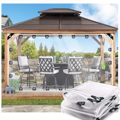 ZHJSHOU Telo in PVC Impermeabile Trasparente 0.5mx2.5m per Esterno | 420 gr Telone Antipioggia con Occhielli per Serra, Giardino, Auto e Balcone