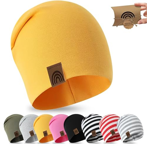 fenchi's AUSTRIA Kinder Beanie 6M-3 Jahre 48-52cm, Frühling Übergangszeit Mütze Slouch in Geschenkverpackung, Baumwolle