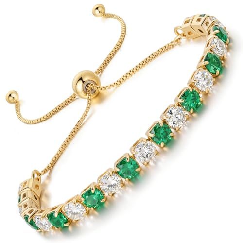 LOVANS Tennisarmband Damen mit 4/5/6 mm Zirkonia Kristall, 18K Vergoldet/Roségold/Silber Armband passt zu Handgelenken von 8-22 cm - Geschenk für Frauen, Mädchen & Mama