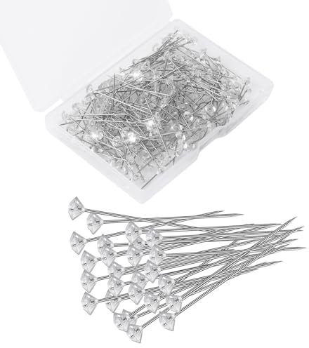 200 stycken diamantblommor, bukettstift, 5,1 cm diamantnålar, bröllop blommor barr med låda, långa strassnålar, rakt huvud buketttillbehör för bröllop, smycken, blommor, hantverk, dekoration