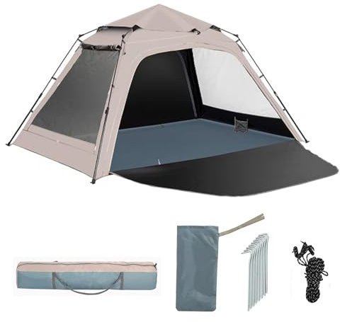 NRNQMTFZ Winddicht Campingzelt,Pop Up Wurfzelt 4-5 Personen,Tragbar Extra Light Automatisches Strandzelt, für Strand, Outdoor, Reisen, Wandern, Angeln(A)
