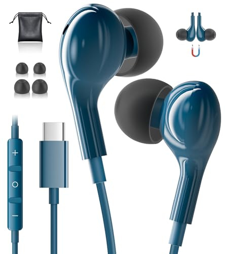 USB C Headphones HiFi Wired Earphones USB C for Samsung Galaxy S26 S25 S24 | Type C headphones with Microphone USB C Earphones for iPhone 17 16 15 Samsung A57 A56 A17 A16 Google Pixel 10 9 Pro iPad A16