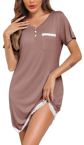 Vlazom Camisón de Mujer Sexy Camisón de Encaje Ropa de Dormir Cuello en V Babydoll Vestido para Dormir con Tanga(XXL,Rojo)
