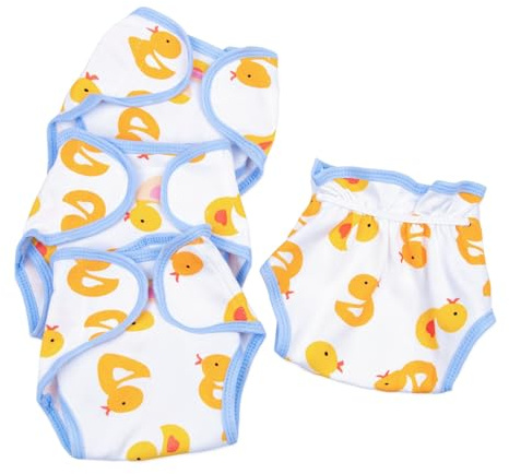 Reborn Baby Doll Diapers Underwear Accessories for 17-22 Inch Reborn Doll Diapers Washable Reusable Yellow Duck 4 PCS Set