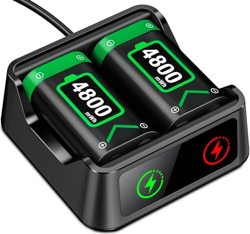 2 X 4800mWh Batteria per Controller Xbox, Accessori per Controller Xbox Series X, Ricaricabile Batteria per Xbox Controller con indicazione LED, Compatibile con Xbox Series X/S, Xbox One S/X/Elite