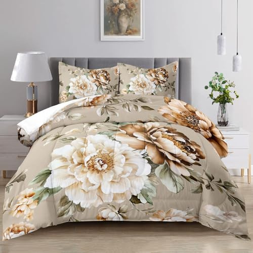 Raphus cucullatus Floral Bedding Queen Comforter Sets,Flower Comforter Set Queen,Flower Bed Comforter Queen Set,Botanical Bedding Pretty Comforter Set Queen
