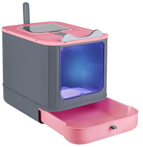 OHMG Bac à Litiere Chat Autonettoyante,Maison de Toilette pour Chat,Bac à Litière Autonettoyante,Litière Automatique Autonettoyant pour Chats