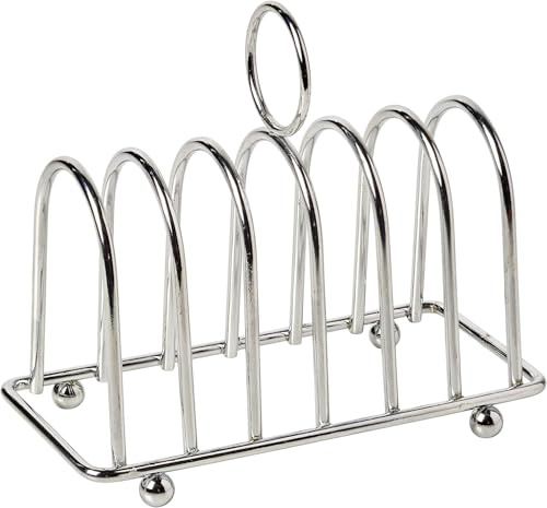 Nobel Chrome Toast Bread Rack, 6 Bread Slices Slot, Toast Cooling Holder (Chrome Round Top)