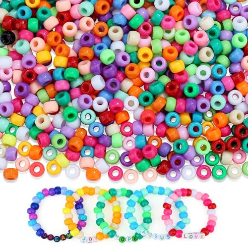 GUJOXILA Pony-Perlen für die Herstellung von Armbändern, bunte Kandi-Perlen, 1000 Stück