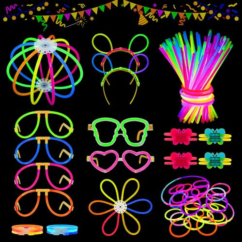 MOSSNDAR Braccialetti Luminosi Fluorescenti 232 Pezzi, Starlight Fluo Party Festa Gadget Compleanno Bambini kit per Fare Braccialetti, Neon Decorazione per Compleanno Matrimonio Capodanno Natale