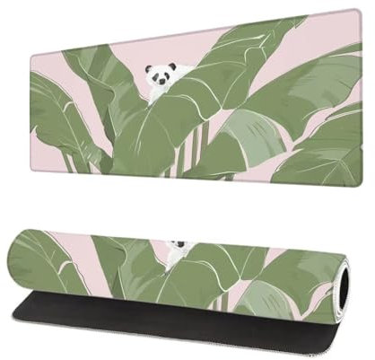 Mauspad XXL 900x400x3mm, Anlage Groß Mousepad Gaming mit Motiv, Panda Verlängertes Mouse Pad Tastatur Matte, rutschfeste Gummibasis, Vernähte Kanten Anti-Rutsch Mauspad Desk Mat Für Laptop Office M-3